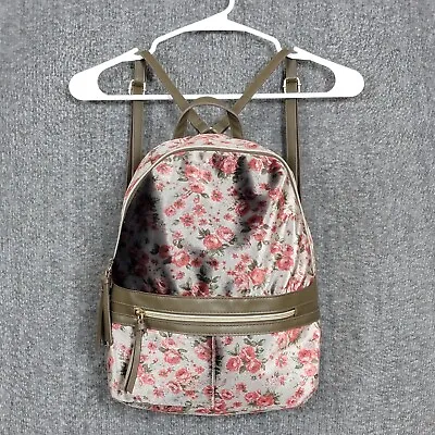 Floral Backpack  Womens Mid Size Gray Red Green Boho Victorian Print • $18.94