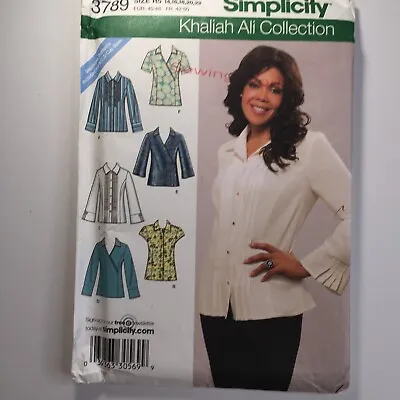 Simplicity 3789 Shirt Blouse Top Faux Wrap PLUS Collar Ladies New Uncut Pattern • £13.50