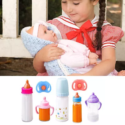 Baby Doll Magic Bottles - 1 Milk+1 Juice Bottle W/Pacifier For Doll Gift • $14.39