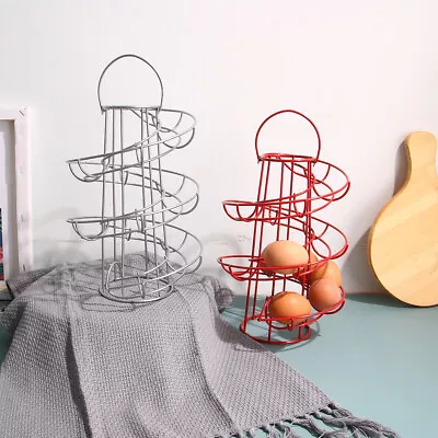 Spiral Egg Holder Wire Rack Organizer Space Saving For 24 Eggs • £14.93