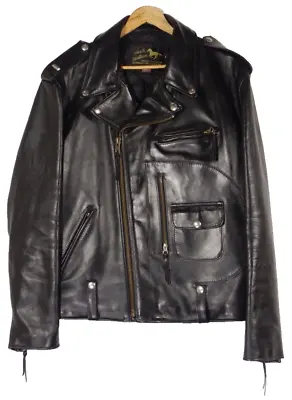 Schott Legendary Black Stallion D Pocket Horsehide Motorcycle Jacket Size 48 • $950
