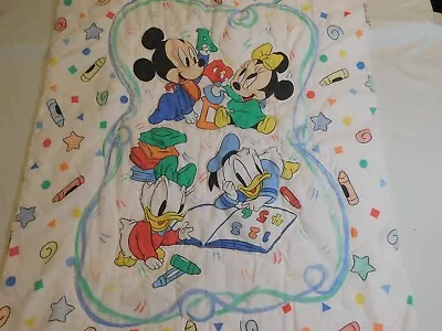 Vintage Dundee Disney Baby Quilted Crib Blanket Minnie Mickey Mouse Donald Daisy • $75