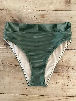 Zulu & Zephyr Signature Swim High Full Brief Bikini Bottoms Khaki Green • $65