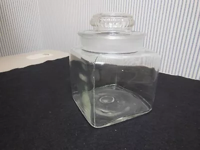 $29 • Buy Vintage Clear Apothecary Jar Glass Candy Jar Ground Lid 6 1/2” # 2
