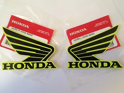 Honda GENUINE Wing Fuel Tank Decal Wings Sticker 80mm BLACK + LUMINOUS YELLOW • £9.45
