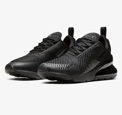 Nike Air Max 270 Triple Black Casual Runner Sneakers Mens US 9.5 ✅ Express ✅ • $189.95