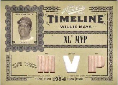 2005 Playoff Prime Cuts Timeline Willie Mays Jersey Bat # 8/50  Nl Mvp • $64.99