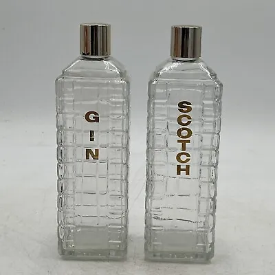 VINTAGE Decanters Vintage Set Of 2 Gin Scotch MCM Barware Glass Radio Bar Rare • $35.95