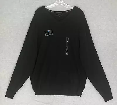 NEW Tricots St Raphael Sweater Mens XL V-Neck Black Long Sleeve Stretch MSRP $50 • $29.99