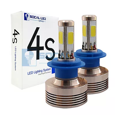 SOCAL-LED 2x 4S H7 LED Headlight Kit 80W 8000LM 4-Side Crystal White Bulbs • $38.99