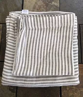 West Elm 100% Linen King Pinstripes Flat Sheet 108X102  And 2 Pillowcases • $79
