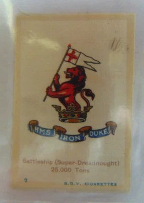 £0.50 • Buy BDV Cigarette Silk 1915 Series Naval Crests HMS Iron Duke