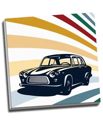 Retro Mini Cooper Car Colourful Background Art Canvas Art Print 20x20  • £24.99