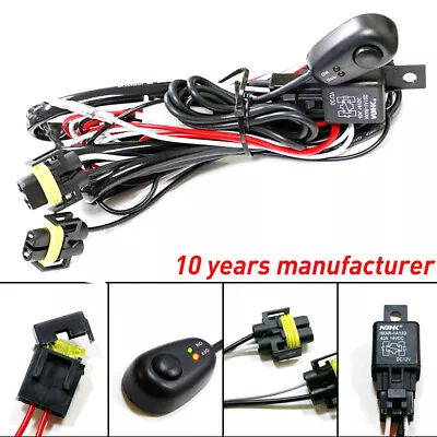H11 H8 Relay Harness Wire Kit + LED ON/OFF Switch For Fog Lights HID Worklamp A2 • $18.98