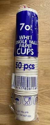 50 X 7oz White Single Wall Paper Cups • £1