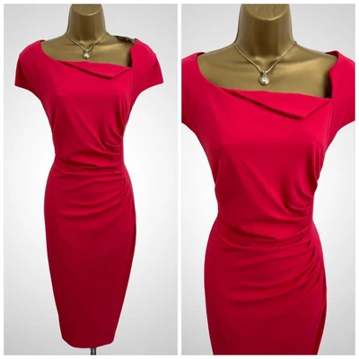 £120 • Buy BNWT LK Bennett Size 18 DAVINA Tailored Crepe Ruched Pencil Dress In Bright Pink