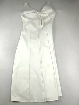 NEW Zulu & Zephyr Dress White Womens Cotton Twill Contrast Size 12 • $50