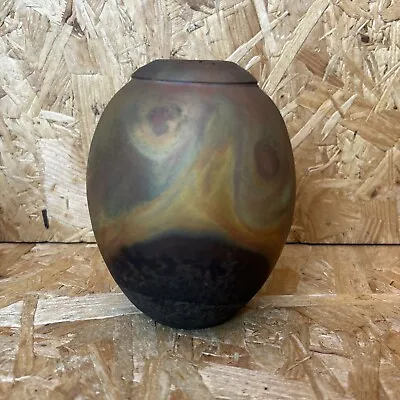 Vintage Julie Furminger Raku Glazed Studio Pottery Vase - 13cm Tall X 11cm Wide • £49.99