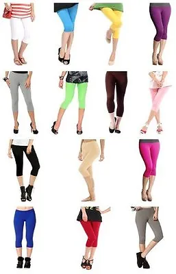 Cotton Lycra 3/4 Under Knee Stretchy Lovely Soft Active/casual/sport Leggings • £5.75