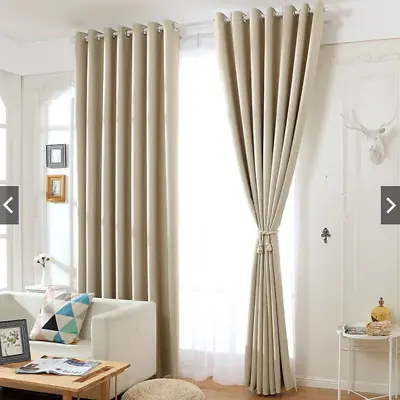 £24.99 • Buy Pair Ready Made Thick Blackout Bedroom Curtains Eyelet Or Pencil Pleat Ring Top