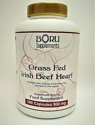 Grass Fed Irish Beef Heart Capsules Organically Reared 180 Capsules 500mg • £100