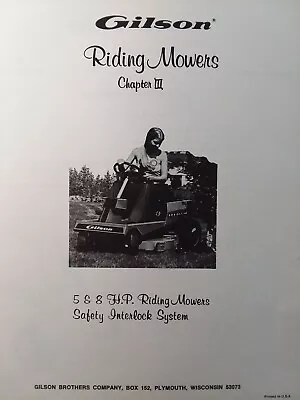 Gilson 5 & 8 Hp RER Riding Lawn Mower Service Manual Montgomery Ward • $39.95
