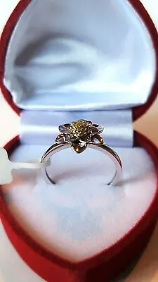 £25 • Buy New Ladies Sterling Silver And Yellow Diamond Flower Ring Freepost