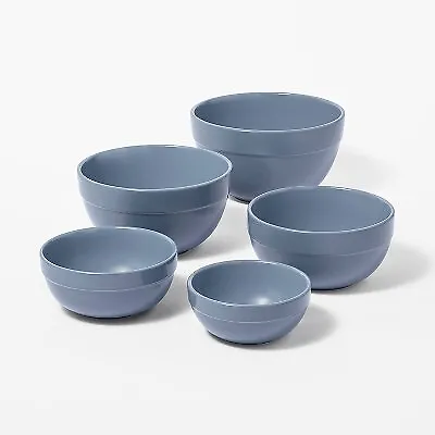 5pc Earthenware Ceramic Mixing Bowl Set Blue - Figmint • $16.99