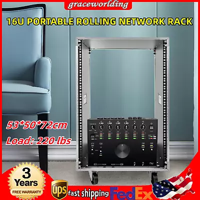 16U 19  Mobile Open Frame Rack Computer Audio Equipment Server Data Storage Rack • $92.15