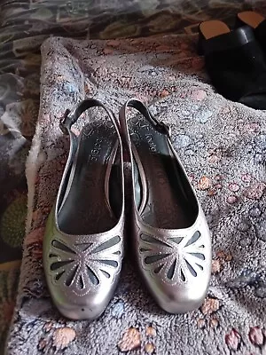 Women's Marks And Spencer Foxglove Silver Coloured Slingback Shoes Size 4 • £12.50