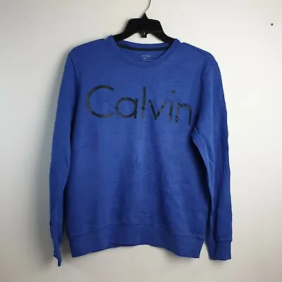 Calvin Klein Mens Y2k Crew Neck Sweatshirt Blue Pullover Size M Vintage • $24.89