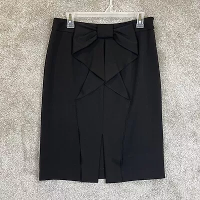 Lena Gabrielle Skirt Womens 6 Black Bow Side Zip Straight Polyester Blend- 5644 • $10