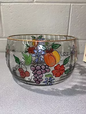 9  Venetian Fruit Bowl Fifth Avenue Crystal Ltd Stained Glass Bowl W/ Gold Trim • $47.99