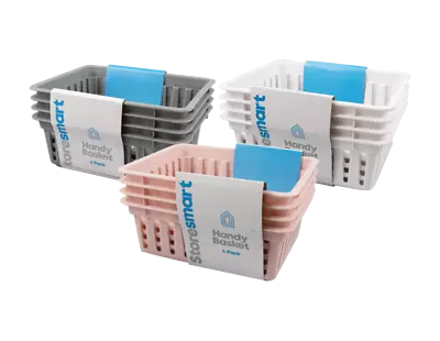 £8.99 • Buy 8 X PLASTIC STORAGE SMALL BASKET 3 COLOURS HANDY KITCHEN OFFICE SCHOOL BASKET