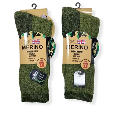 £7.99 • Buy 3,6,12 Pairs Men Military Army Socks MERINO WOOL Hiking Walking Combat Warm 6-11