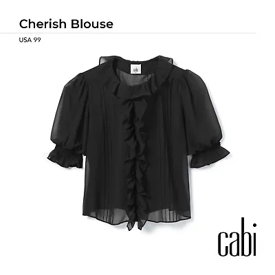 NWT $99 Cabi Cherish Blouse Size MEDIUM Fall 2023 Style #4539 Black Sheer • $70