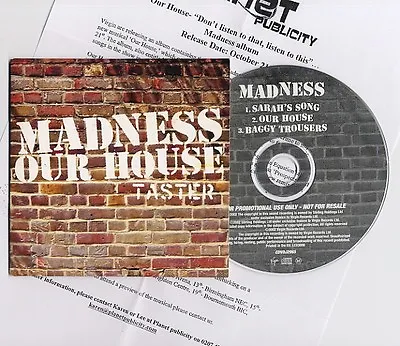 MADNESS - OUR HOUSE TASTER - PROMO CD IN CARD PICTURE SLEEVE Suggs Ska Lp KIX79 • £24.99