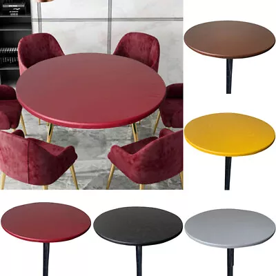 Round Waterproof Table Cover Cloth Elastic Fitted Tablecloth Oil Proof Protector • $16.05