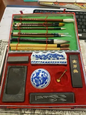 Vintage Chinese Calligraphy Set Old Writing Box Kit China • $14.95