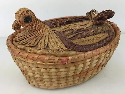 £16.99 • Buy Vintage Wicker Woven Chicken Hen Egg Storage Cute Country Kitchen Basket W/ Lid.