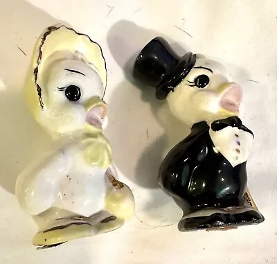 Collectible Antique Vintage Ceramic Salt & Pepper Shakers Cute Animal Duck Tux • $19.99