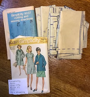 Vintage Simplicity Dress And Coat Sewing Pattern 9037 • $8