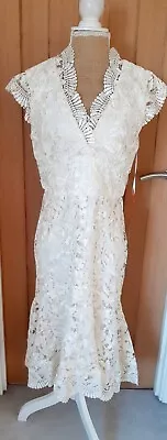 Kaleidoscope Ladies Cream Ivory Lace Asymmetrical Occasion Dress Size 12 BNWT • £44.99