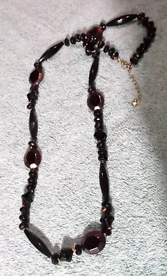 Vintage LC Black & Copper Colored Glass & Acrylic Beaded Necklace ~ 35  • $3.79