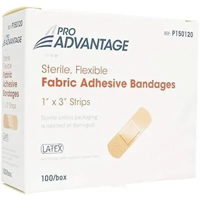 Sterile Flexible Fabric Adhesive Bandages 1  X 3  Strips - Box Of 100 • $7.99