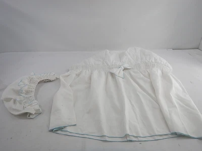 $45.07 • Buy Baby Doll Bedding 4100h Drake Linen Look Bassinet Skirt/Hood Cover, Blue Trim