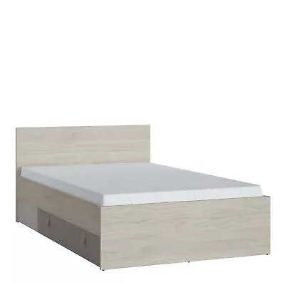 Bed Light Walnut And Grey Fabric Effect With Drawer Spacious And Stylish Yuma • £469.99