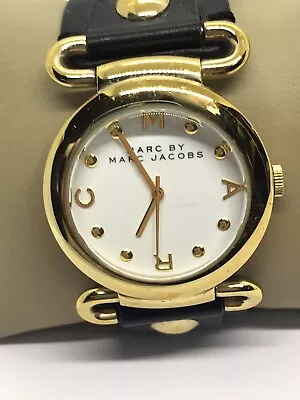 Marc Jacobs Watch MBM1304 Molly White Dial Black Leather Strap • $40