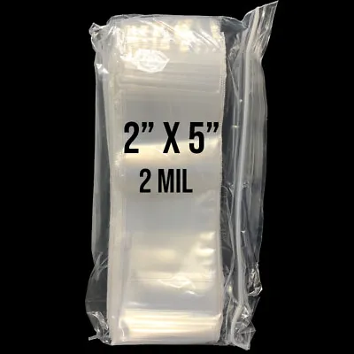 100 2  X 5  Clear Reclosable Zip Seal Bag Plastic 2 Mil Lock Bags Jewelry Zipper • $4.98