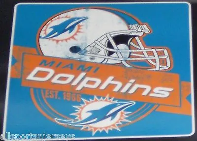 NFL Miami Dolphins Royal Plush Raschel 50  X 60  Throw Blanket Style Grand Stand • $39.95